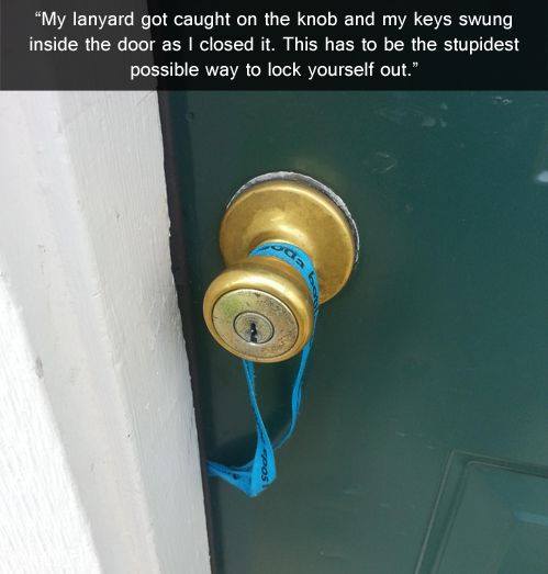 image of a key lanyard hooked on a doorknob and locked inside the door